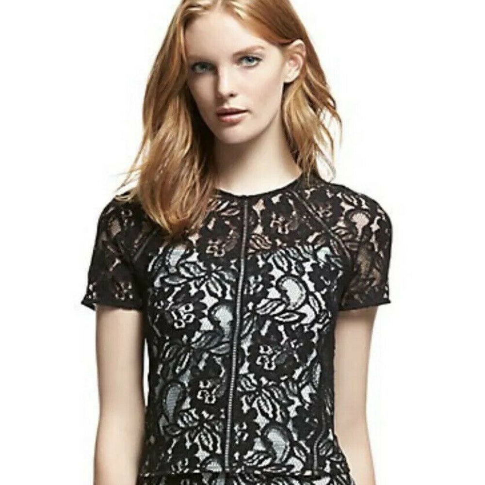 Robert Rodriguez Black Lace Overlay Abby Top